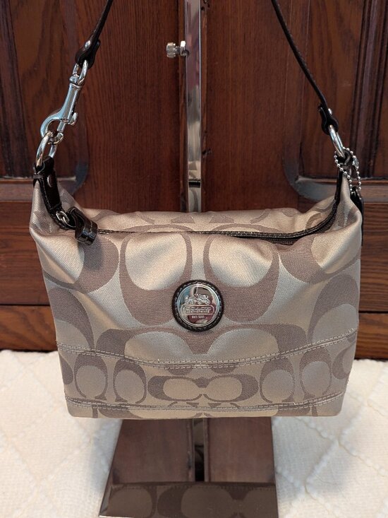 Coach Handbags - Alex Signature Sateen Top Handle Pouch Bag